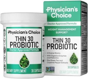 Physician's CHOICE Probiotics for Weight Management & Bloating - 6 Probiotic Strains - Prebiotics - Key ingredient Cayenne & Green Tea - Supports Gut Health - Weight Management for Women & Men - 30 CT