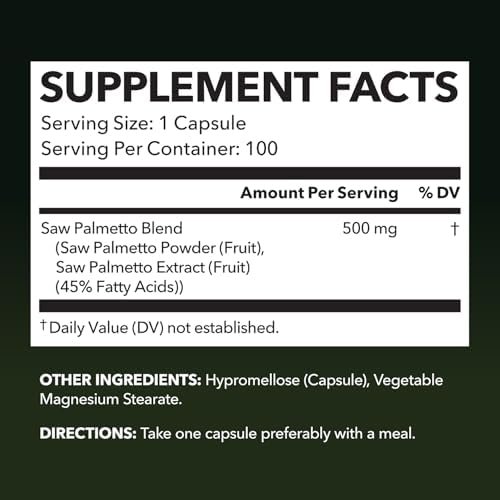 Saw Palmetto for Men Prostate Health Supplement to Promote Urinary Tract Function - 500mg Per Serving - 100 Count - DHT Blocker Hair Vitamin - Vegan, Non-GMO Capsules, Over 3 Month Supply - Image 5
