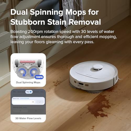 roborock Qrevo S Robot Vacuum and Mop, Self-Drying, Auto Mop Washing, 7000Pa Suction, Self-Emptying & Refilling, 10mm Mop Lifting, 200RPM Spinning Mops, Smart Obstacle Avoidance, White - Image 6