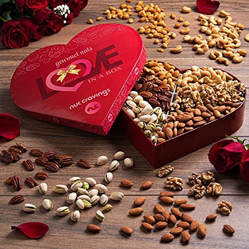 NUT CRAVINGS Gourmet Collection - Valentines Day Mixed Nuts Heart Shaped Gift Basket, Love in A Box (6 Assortments, 2 LB) Galentines Romantic Arrangement Platter, Healthy Kosher Corporate - Image 2